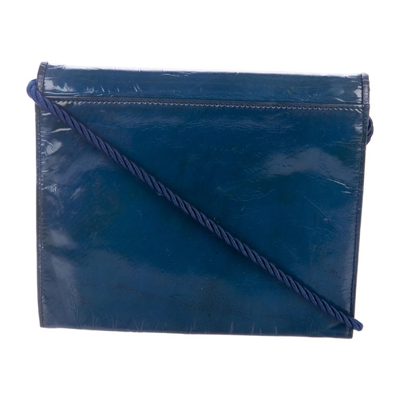 FENDI BLUE PATENT SQUARE SHOULDER BAG - Picture 4 of 5